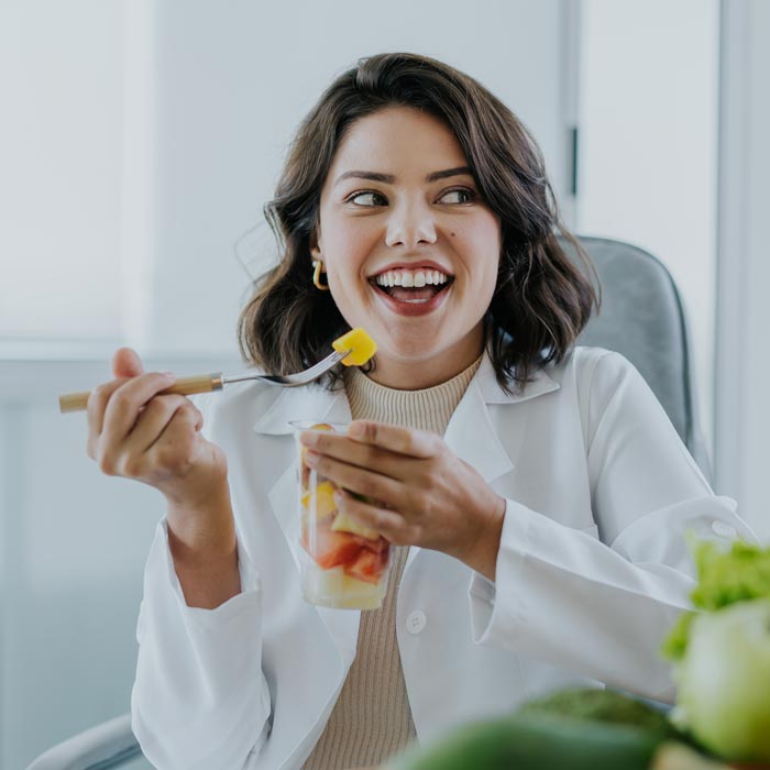 woman eating a healthy snack